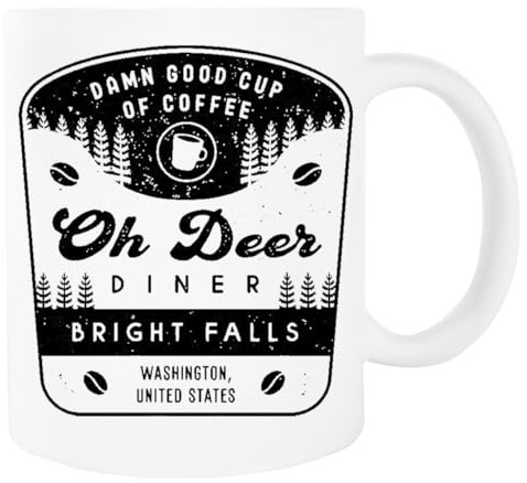Jinbetee Oh Deer Diner Crest Weißer Becher Trinkbecher aus Keramik