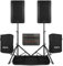 Vonyx Active PA System with Mixer, 2x 15 Inch 1000W Speakers, Tripod Stands, Covers & XLR Cables - Complete Band & Vocalist Live Sound Package
