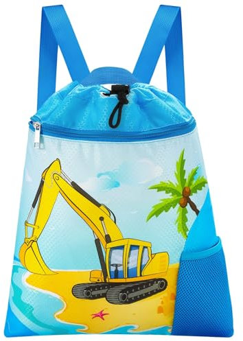 WAWSAM Sac de gym avec cordon de serrage – Sac de gym en polyéthylène imperméable pour enfants pour la natation, la plage, le shopping, le yoga, le sac à dos avec cordon de serrage pour enfants avec