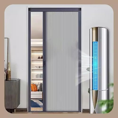 Jievmrs Falttür Individuell Anpassbare Innenfalttür, Graue Schiebefalttür mit Aluminiumrahmen und Wabengewebe, Raumteiler für Jede Öffnungsgröße Wohnmobil/Garage(36x73in(91x185cm))