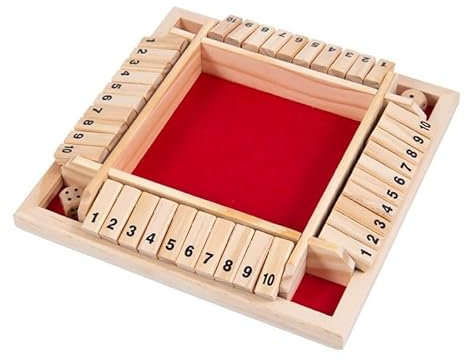 Flero Shut The Box - 4-Spieler-Würfelspiel - Taktik- und Rechenspiel (Rot) - Brettspiel, Lernspielzeug, Bildungsspiel für Kinder und Erwachsene - 8 Würfel