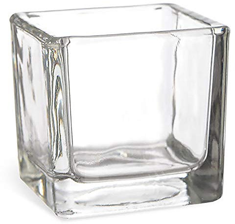 Großes Windlicht Glaswürfel in quadratischer Form - Glaswindlicht eckig - Blumenvase eckig - Tischvase Eckig - Blumenschale quadratisch (14 x 14 x 14 cm)