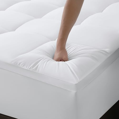 DUANDUAN Matratzenauflage, 180 x 200 cm, aus Mikrofaser, dick und flauschig, für Doppelbett, Öko-TEX-zertifiziert, maschinenwaschbar, tiefe Tasche 25 cm (weiß)