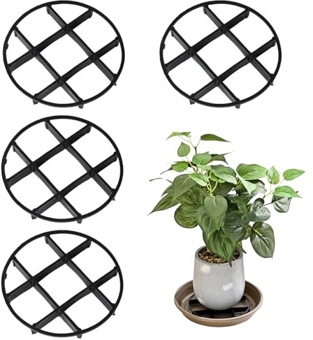 4 Pcs Plant Pot Feet – Round Pot Risers for Plant Pot Feet Outdoor, Invisible Flower Pot Holder, Indoor Outdoor Use, 11.5cm/4.53in, Black