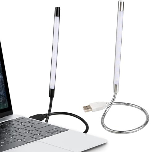 Bpzmm 2 USB LED Lampe Schwanenhals, Dimmbare Tastatur Licht Leselampen Flexible Mit 10 LED Mini Leuchten Computerlampe USB Leuchte Berührungsschalter für Laptops Buch Computer Tastaturen