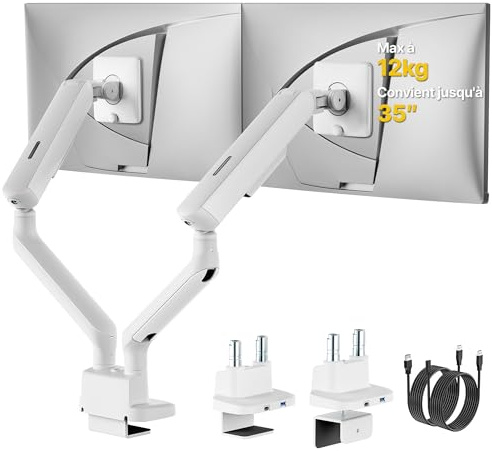 monTEK Monitor Halterung 2 Monitore 17-35 Zoll, Weiß