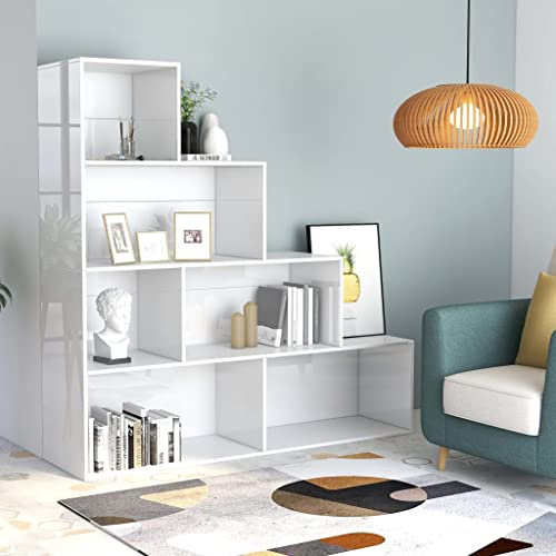 Frdhee Wohnzimmerschrank Vitrine,Bücherregal/Raumteiler Hochglanz-Weiß 155x24x160 cm,Aufbewahrungsschrank für Küche Wohnzimmer Schlafzimmer