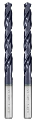 Hilpaty Forets Hélicoïdaux Professionnel Foret à Mèche M35 HSS-Co à Revêtement AlTiN, Standard DIN 338 (8.5mm x117mm x 2pcs)