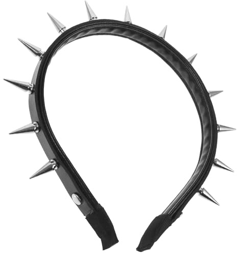 Punk Stirnband mit Nieten, Schwarzes Haarband, Damen, Gothic | Zinklegierung und Leder, Bequem und Rutschfest, für Auftritte und Alltag, Dekorativer Haarschmuck