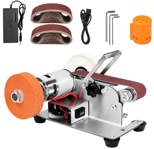 3-in-1 Mini Belt Sander for Wood - 7-Speed Adjustable Bench Sander | 15° Electric Knife Sharpener and Belt Grinder for Metal Working and DIY Handcraft Knife Sharpening