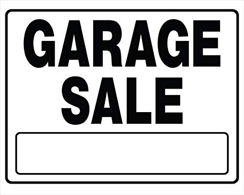 Hillman 840058 Garage Sale Sign with Space for Fill In includes H-Frame Mounting Bracket, White and Black Corrugated Heavy Duty Plastic, 20x24 Inches 1-Sign