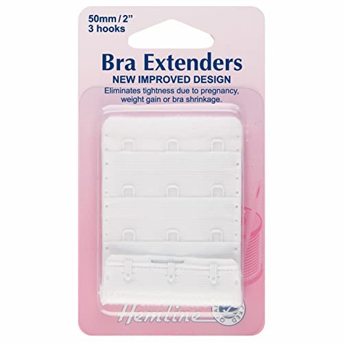 Hemline Bra Back Extender - White, 3 Hook