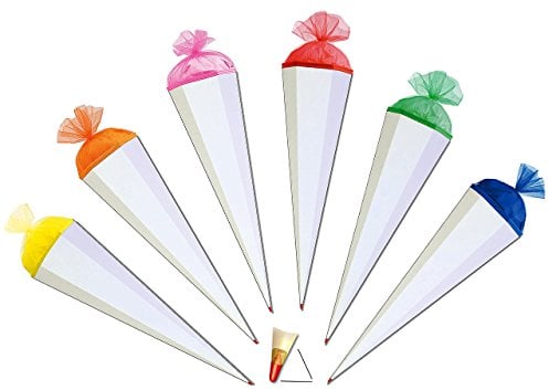Schultüte - einfarbig - Rohling Uni - Weiß/Blau - 70 cm - mit Holzspitze/Filzabschluß - Schultüte - Roth - Bastelschultüte - zum Basteln, Bemalen und Bekl..