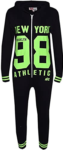 A2Z 4 Kids Girls Boys Cotton Onesie New York 98 Athletic Pyjamas - Cotton Onesie N Y Black & Green 11-12