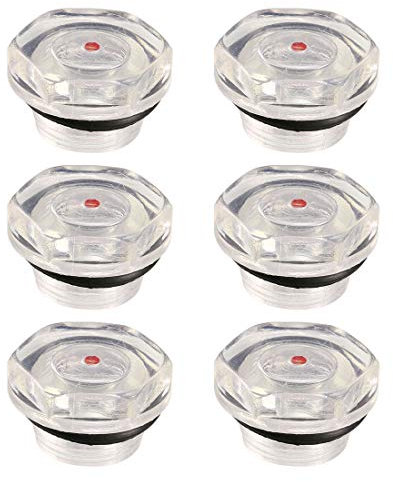 sourcing map Niveau d'huile Compresseur d'air Jauge Bouchon Voyant d'Huile Indicateur Viseur Niveau de Liquide en Plastique Filetage 20mm 6Pcs