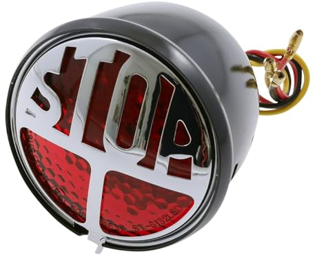 Rücklicht LED Motorrad STOP, rot, schwarz Metall, Nummernschildbeleuchtung