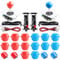 Reyann 2 jugador del juego de arcada DIY parte Joystick PC USB para MAME juego DIY (2 x USB Zero Delay codificador + 2x 5 pines 8 Camino Joystick + 20 x Botones) Color Rojo + Azul Kits Soporte Todo sistema de Windows