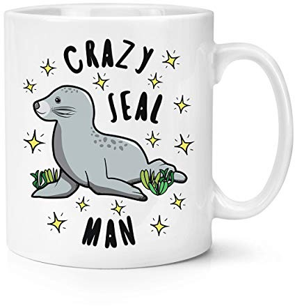 Crazy Seal Man Stars Kaffeebecher Tasse, 284 ml