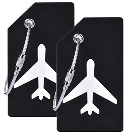 Silicone Luggage Tag with Name ID Card Perfect to Quickly Spot Luggage Suitcase, Black, OneSize