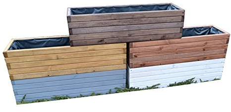 FKL DESIGN Home Deco D3 Jardinière en Bois Pot de Plantes Jardin Patio Prêt Assemblé (Écrou, 80)