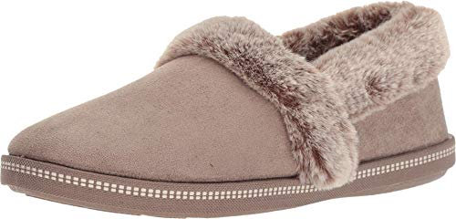 Skechers Cozy Campfire - Team Toasty Flache Hausschuhe Damen, Beige (Dark Taupe Microfiber Suede/Faux Fur Line Dktp), 36 EU