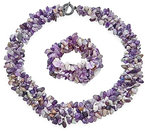 Bling Jewelry Große Breite Farbe Edelstein Chips Cluster Multi-Strang-Anweisung Bib Kragen Halskette Stretch Armband Armreif Manschette Schmuck-Set Für Frauen