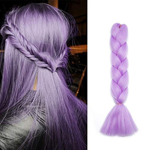 SEGO Capelli per Treccine Africane Extension Afro Trecce Lunghe 60cm Treccia Finta Braiding Hair Sintetici Ombre Crochet Fibre 100g - # Viola Lilla