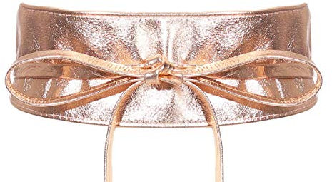 malito – Damen Taillengürtel aus 100% weichem Echtleder – Onesize Bindegürtel mit verstellbarem Taillenband – breiter Wickelgürtel mit Schleife – Hüftgürtel G100 (Roségold)