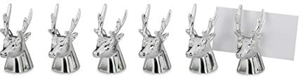 Tischkartenhalter Hirschkopf mit Geweih 6 TLG. Set versilbert incl. Namenskarten