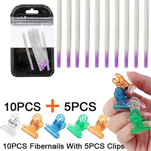 10Stk Fibernails Fiberglas für Nagelverlängerung Nagel Acryl Tipps Set mit 5stk Nagel Klemmen