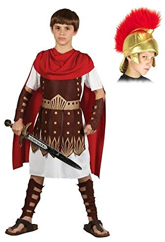 A2ZFD Boys Roman Centurion Gladiator Sparticus Fancy Dress COSTUME + ROMAN HELMET (SOFT FABRIC): Size: 5 - 7 years