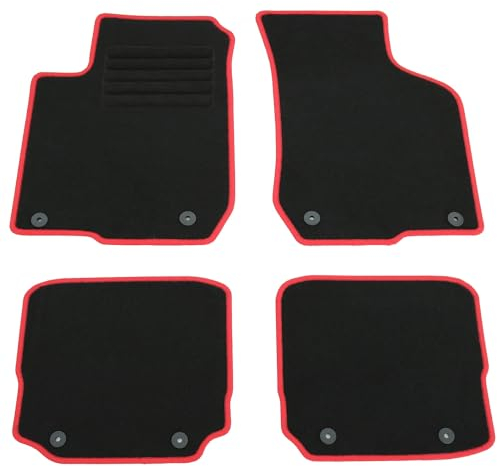AD Tuning HG0604-ROT Fußmatten Set (4teilig) Schwarz Rot Autoteppiche Matten