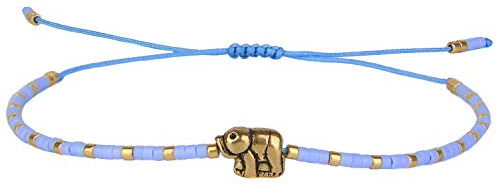 KELITCH Glücklich Gold Elefant Strang Armbänder Handgefertigt Modeschmuck für Damen und Mädchen