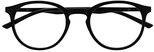 OPULIZE MET Reading Glasses for Women Men, Slim Round Frame with Spring Hinges and Scratch Resistant, Black +2 (Pack of 1)