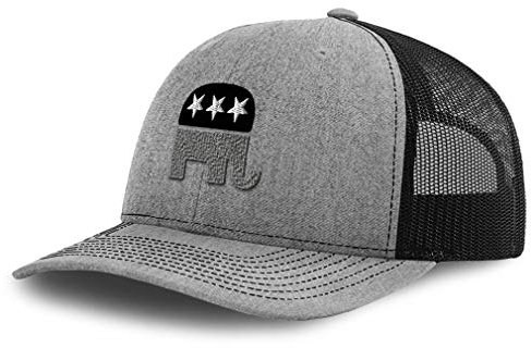 Speedy Pros Custom Richardson Trucker Hat Republican Elephant B Embroidery Baseball Cap, Heather Grey Black Design Only, Einheitsgröße