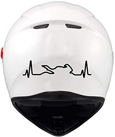 Autodomy Motorradhelme Herzschlag Helm Aufkleber Motorrad Sport 2 Stück 12x3 cm | Sticker für Motorradhelm für Motorrad Resistent Gegen Sonne und Regen (Schwarz)