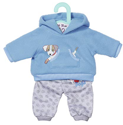 Dolly Moda Sport-Outfit mit blauem Kapuzenpulover mit grauer Hose für 36 cm große Puppen, 871331 Zapf Creation
