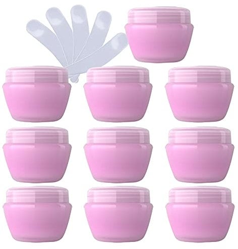 TIANZD 24 Pièces Vides Petit 50 ml Rose Pot en Plastique avec Couvercle 50 g Pots de Cosmétique Crème de Bouteille Contenant pour des Produits Cosmétiques Baume à Lèvres avec 6x Spatules