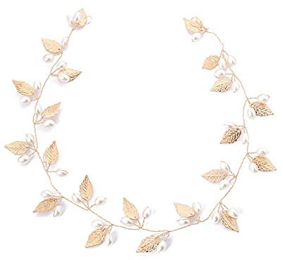 Cheveux Mariage Accessoire,Bandeau de mariée en Perles de Feuille d'or Rose, Bandeau Pour Cheveux, Accessoires de Cheveux, Coiffe de Mariée, Robe de Mariée, Accessoires de Cheveux