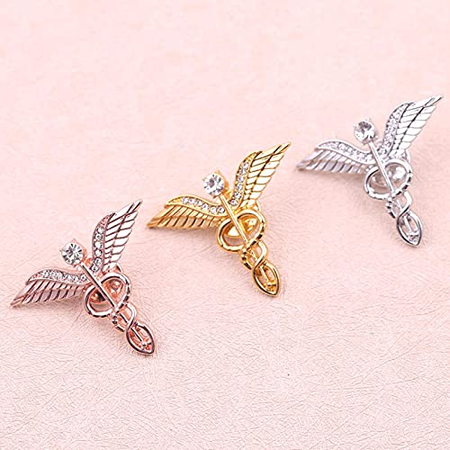 HCMA 3 pièces/Ensemble Broche caducée Broche organe médical Unique avec Cristal Cadeaux spéciaux pour médecins infirmière étudiants en médecine