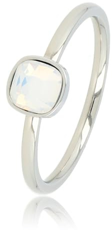 My Bendel - Ring Silber mit quadratischem Quarzglasstein- Stylischer Ringe für Damen - Bleibt schön und Verfärbt nicht - Stapeln Ringe - mit Luxuriösen Geschenkverpackung