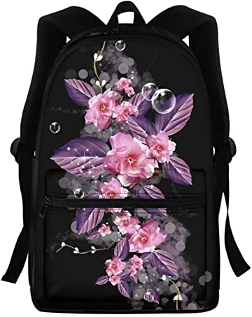 HUIACONG Rucksack geeignet 5-19 Jahre alt Mädchen Jungen Büchertasche Erwachsene Schultasche, Veilchen, M