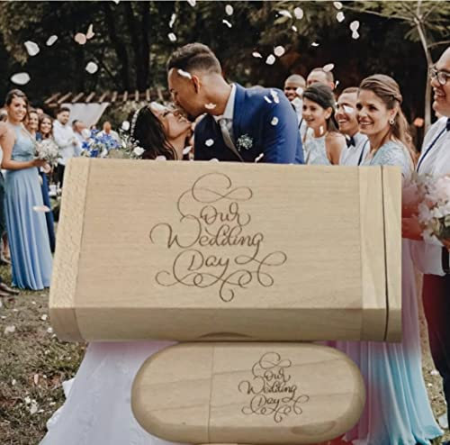 Walnut Wood usb memory stick flash drive 16GB USB Box Wedding Party Photos Engraved Our Wedding Story (Style 5)