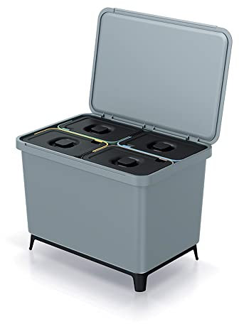 Sistema clasificador de reciclaje 4x10L color gris KEDEN