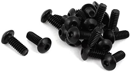 PATIKIL #6-32x3/8 UNC Esagonale Presa Button Testa Viti, 20pz Lega Acciaio Vite, Nero