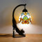 AIBOTY Nachttischlampe, Mini-Nachtlicht, Tiffany-Lampe, Buntglaslampe, kleine Tischlampe mit Katzenlegierungssockel, Kinderschlafzimmer Nachttisch Schreibtisch Akzentlampe für Tiere Kitty Lover,C