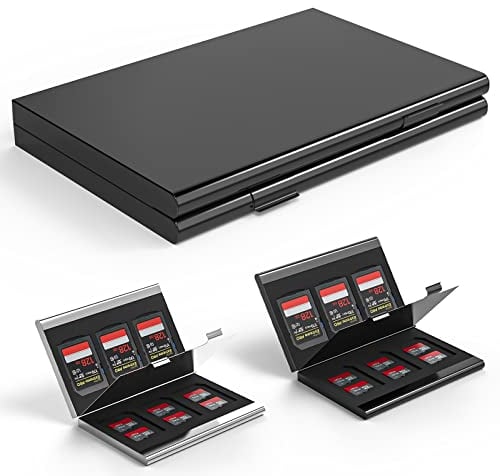 AYCLIF Aluminium Speicherkartenetui Stoßfestes Speicherkartenetui für 12 Micro SD SDXC SDHC TF Karten und 6 SD SDXC SDHC Karten (Schwarz)