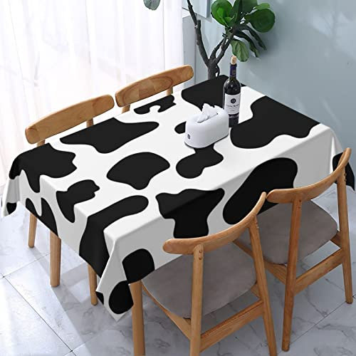 Rechteckige Wachstischdecke Schwarz-Weißer Kühe-Druck Wachstischdecke rutschfeste Party Tischdecken Wetterfeste Wachstuch Für Picknick Garten Camping,137X183cm