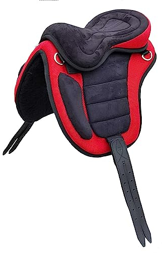 Brama West Kinder Sattel baumlos “Safety“- Sitzgröße 13“ - inkl. Steigbügelriemen & Sattelgurt - schwarz/rot