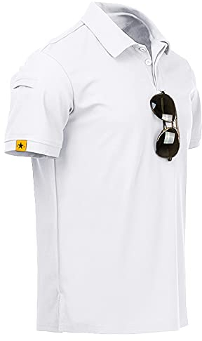 geeksport Poloshirt Herren Kurzarm T-Shirts Männer Sport Golf Polohemd (Weiß XXL)